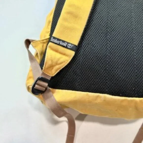 Timberland Backpack Double Strap Logo Front Pocket Mustard Yellow Black Accents - Picture 7 of 16